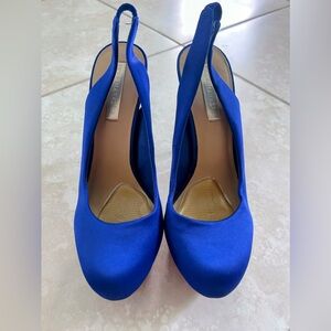 BCBGMaxAzria Satin Slingback Heels - Blue - Size 8 - Excellent Condition